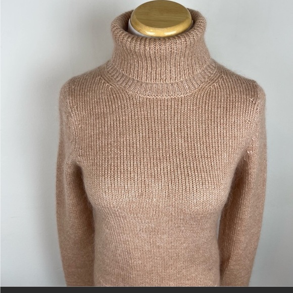 Intermix Wool Mohair blend nude tan turtleneck sweater, size small - Picture 1 of 4